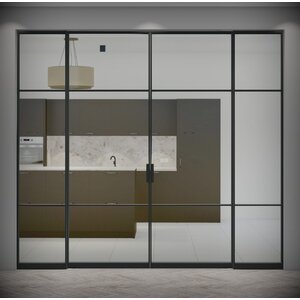 Stalen pui met dubbele Taatsdeur en 2 zijpanelen