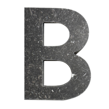 Belgisch hardsteen huisnummer toevoeging letter B blauw geschuurd Belgisch hardsteen huisnummer toevoeging letter B blauw geschuurd