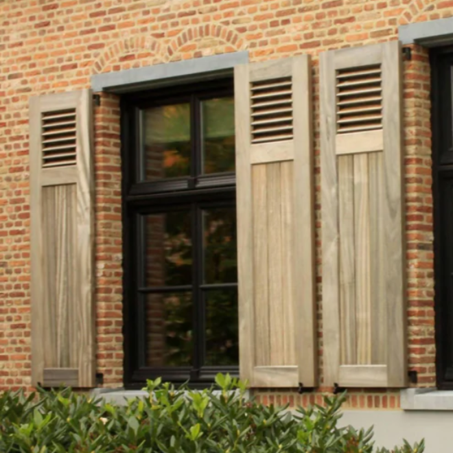 KempiQ Massief hardhouten paneel-louvre luik op maat type Vorselaar