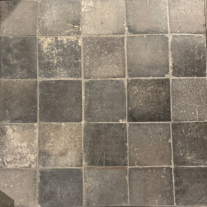 Oude gesmoorde estrikken blauw grijs bruin genuanceerd 20x20cm