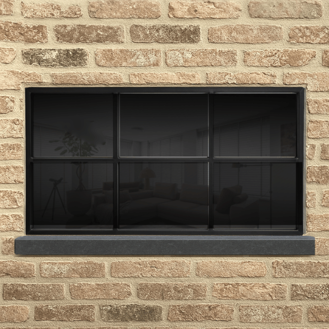 KempiQ Authentiek zwart stalen raam vast model dubbel glas B55xH100 cm liggend model
