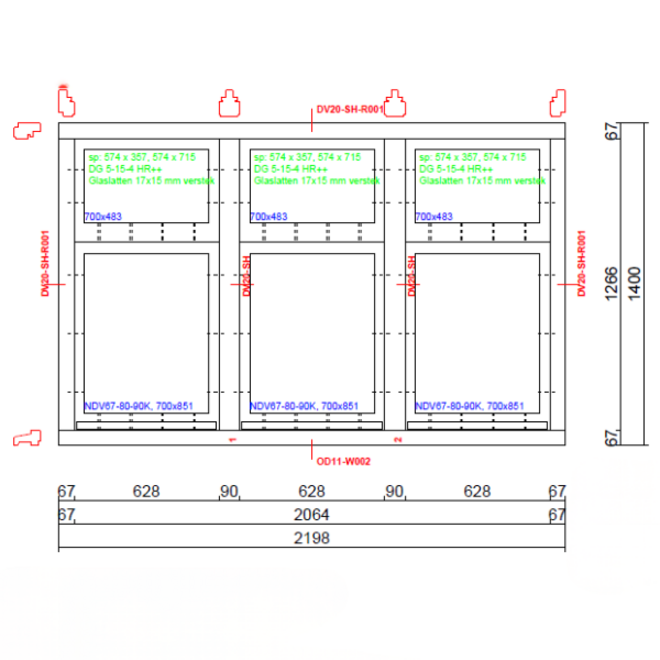 KempiQ KempiQ raamkozijn Essence 6 vaks type 8 | 2198 x 1400 mm