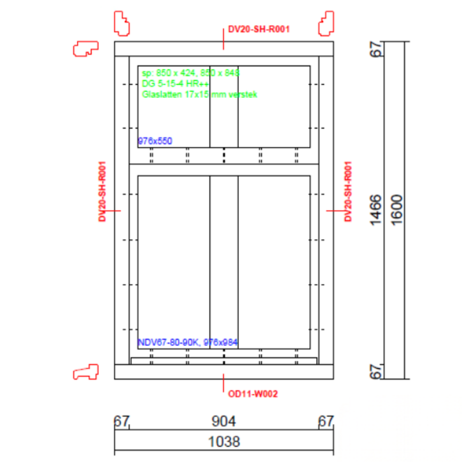KempiQ KempiQ enkel raamkozijn Essence type 9 | 1038 x 1600 mm
