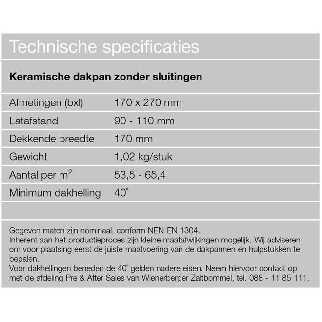 Wienerberger Keramische Leipan 301 Leikleur mat verglaasd per stuk