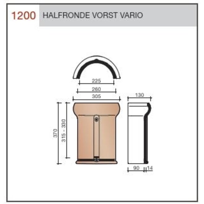 Wienerberger Wienerberger nokvorst vario halfrond rustiek engobe type 1200