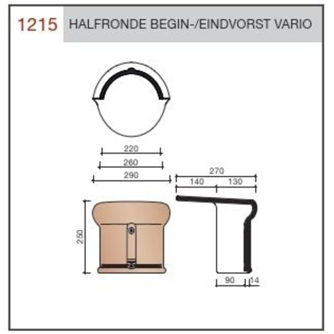 Wienerberger Wienerberger halfronde begin/eindvorst rustiek engobe