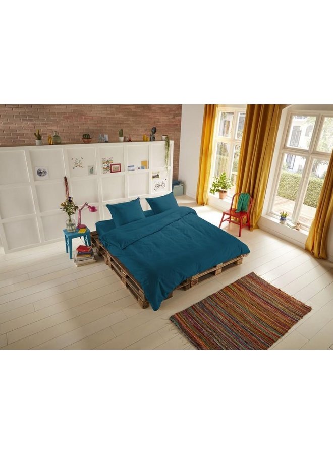 HIP Dekbedovertrek Uni Petrol - Katoensatijn