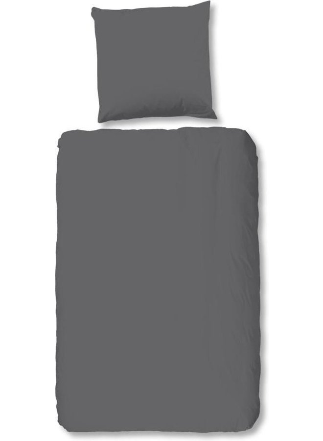 HIP Dekbedovertrek Uni Grijs - Katoensatijn