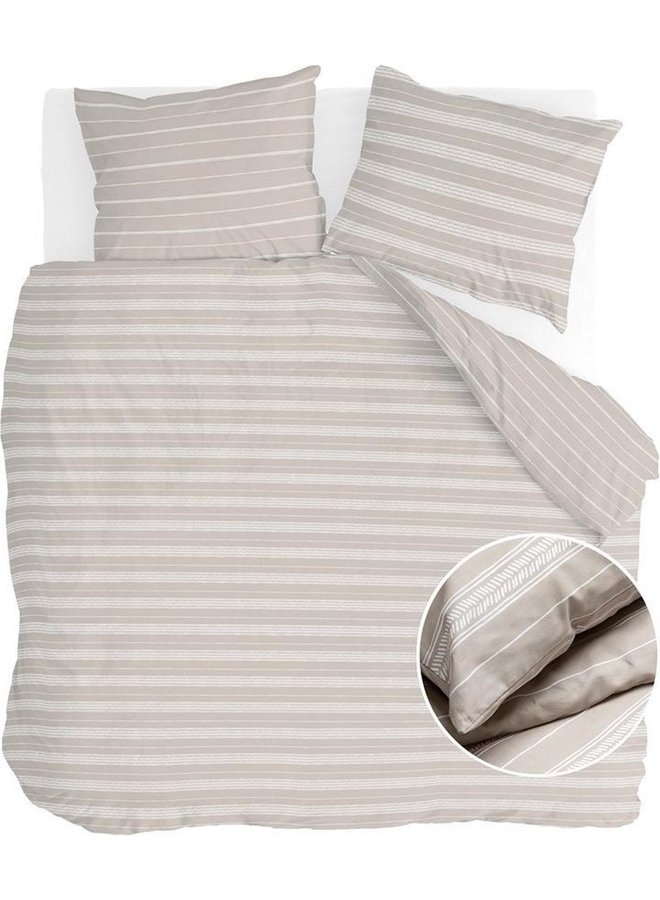 Dekbedovertrek Head Over Lines Taupe - Katoen