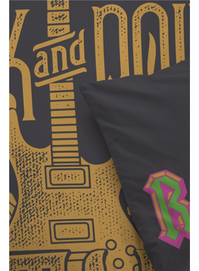 Bykrlund Dekbedovertrek Get rocked Antraciet - Katoen