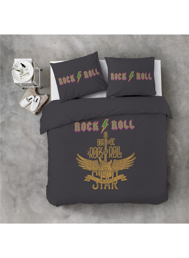 Bykrlund Dekbedovertrek Get rocked Antraciet - Katoen