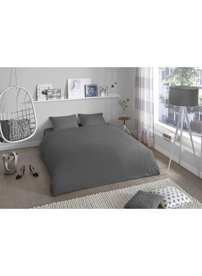 Good Morning Dekbedovertrek Uni Antraciet - Katoen