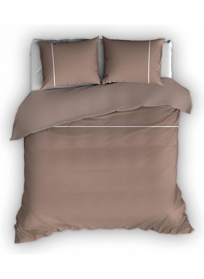 Dekbedovertrek Duchesse Taupe/Wit - Flanel PL1