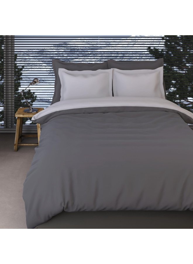 Romanette Dekbedovertrek Comtesse Uni Antraciet/Grijs - Flanel