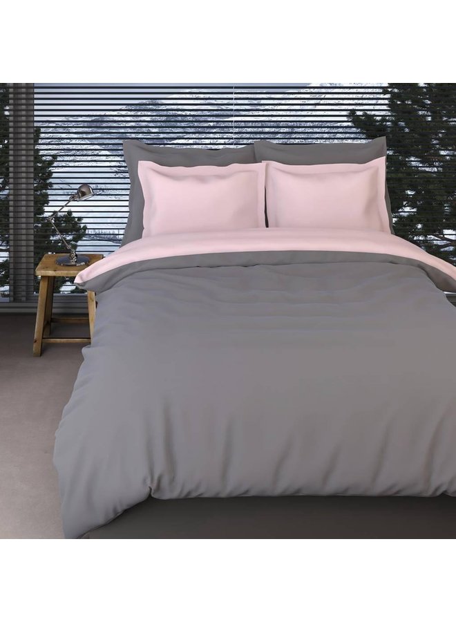 Romanette Dekbedovertrek Comtesse Uni Antraciet/Roze - Flanel
