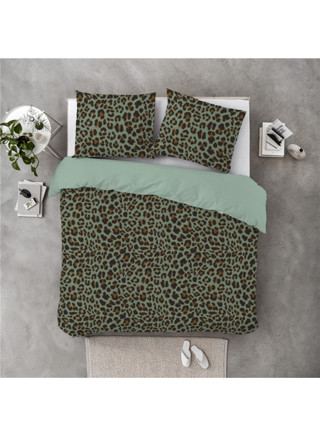 Bykrlund Dekbedovertrek Lazy leopard Groen - Katoen