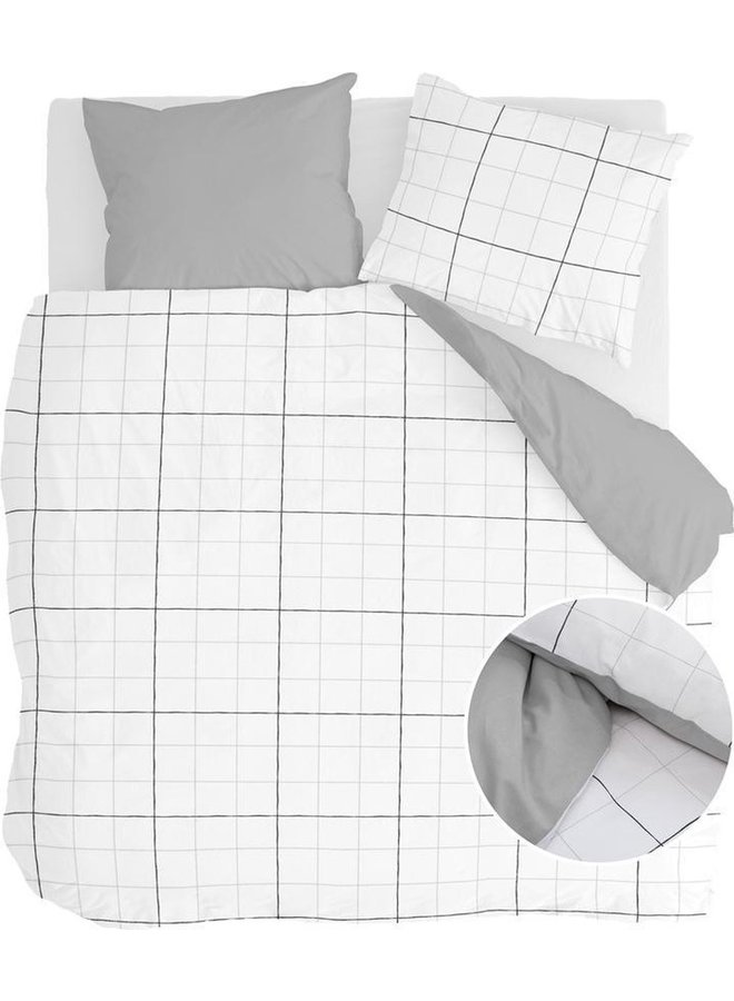 Dekbedovertrek Four Square Wit - Katoen