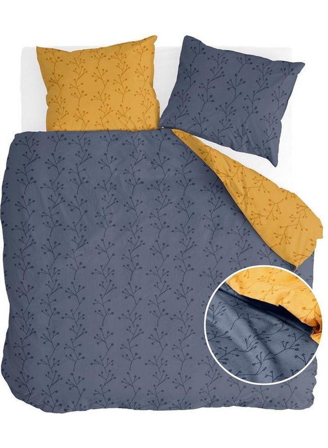Dekbedovertrek Little Twigs Donker Blauw/Oker - Flanel