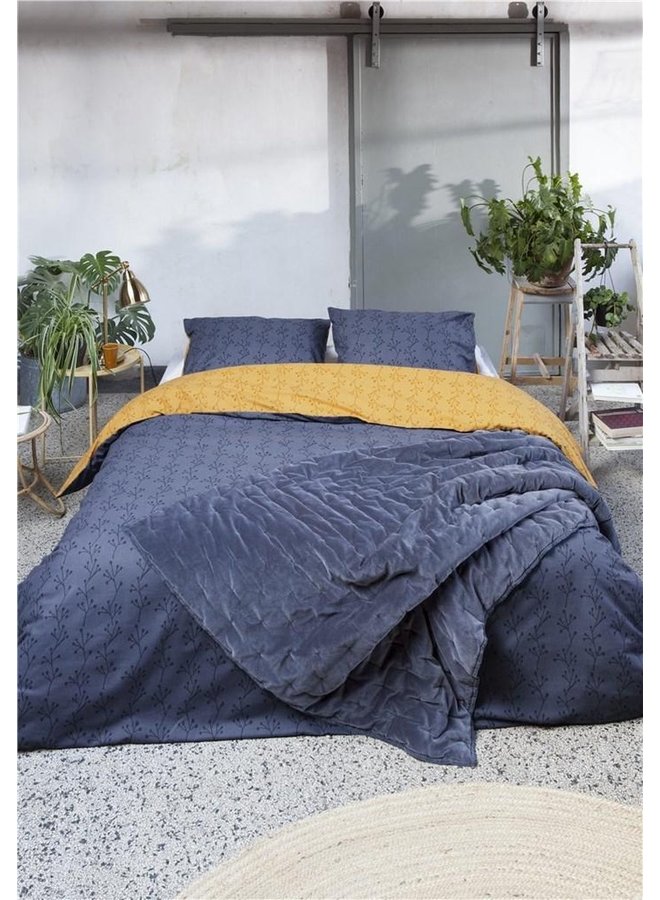Walra Dekbedovertrek Little Twigs Donker Blauw/Oker - Flanel