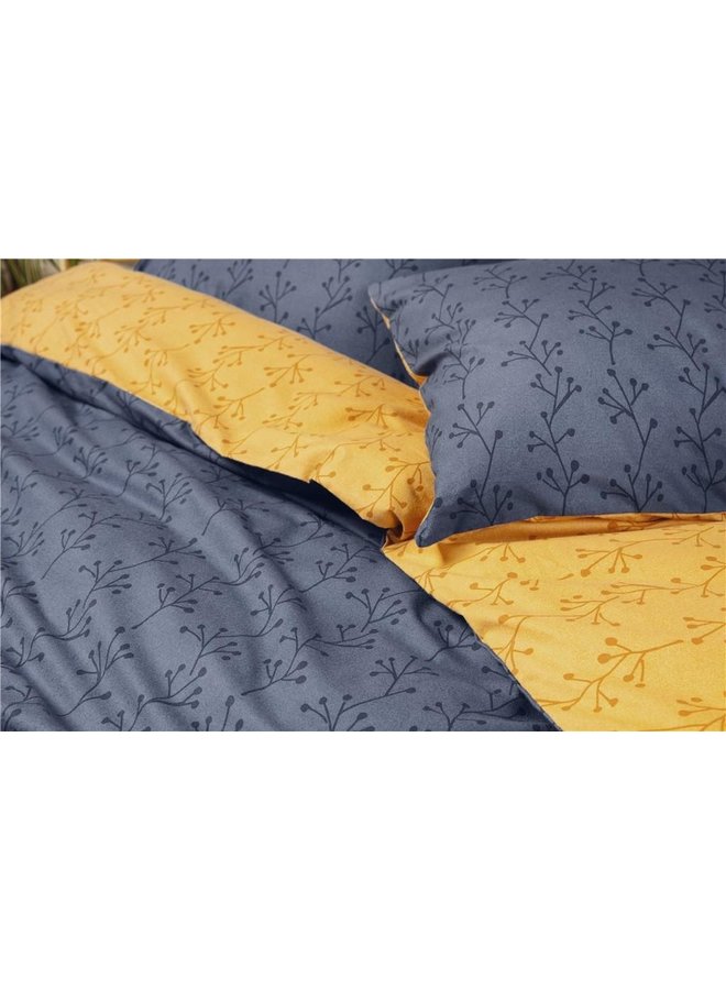Walra Dekbedovertrek Little Twigs Donker Blauw/Oker - Flanel