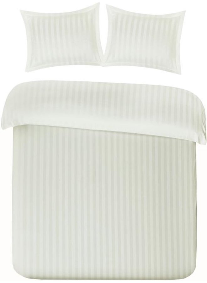 Dekbedovertrek Streep Ivoor - Katoensatijn PL3