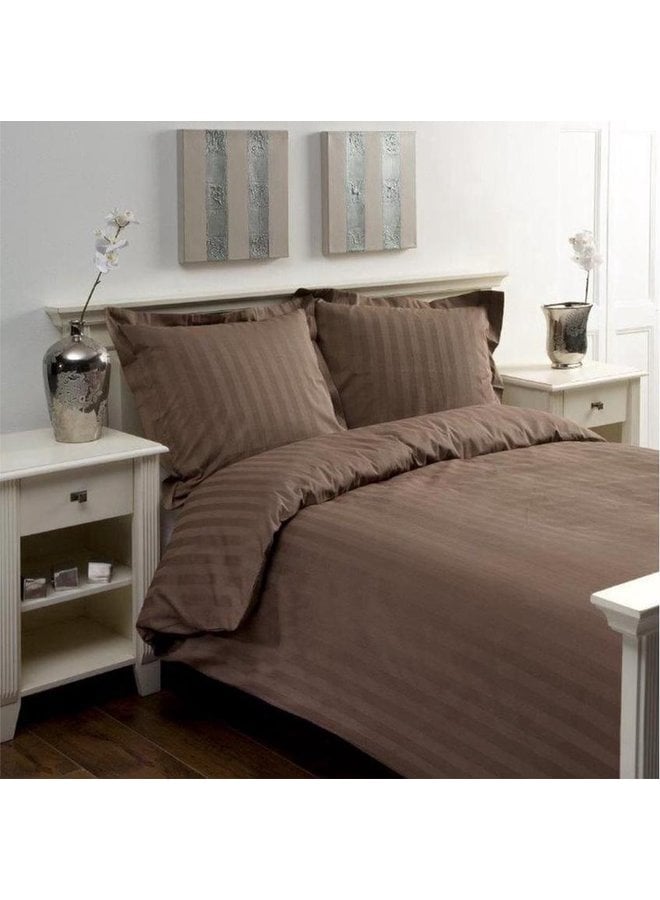 Papillon Dekbedovertrek Streep Taupe - Katoensatijn
