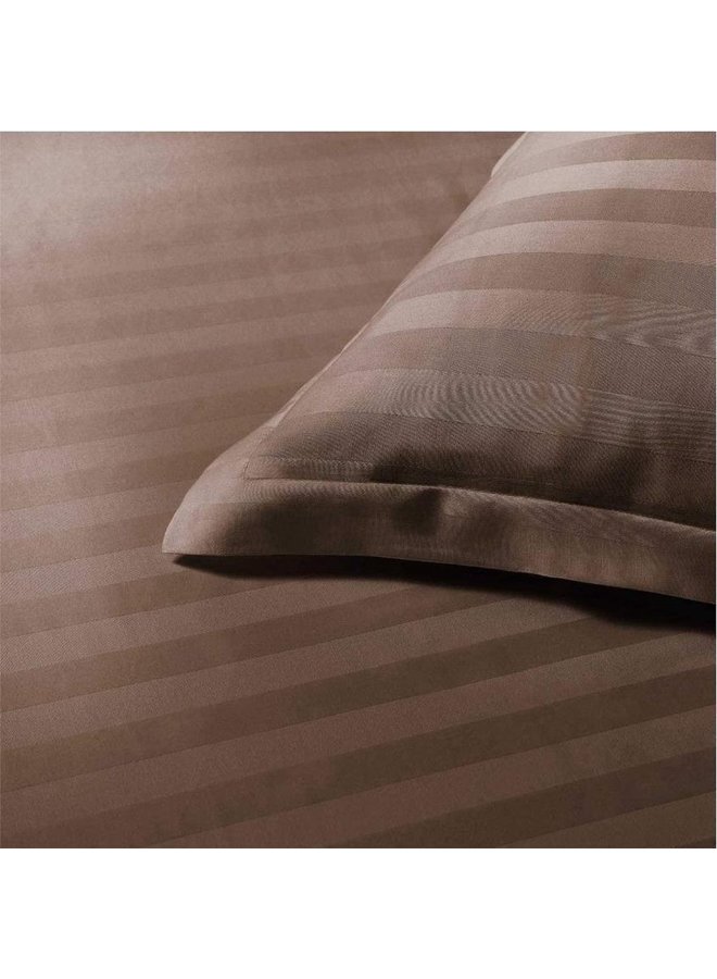 Papillon Dekbedovertrek Streep Taupe - Katoensatijn