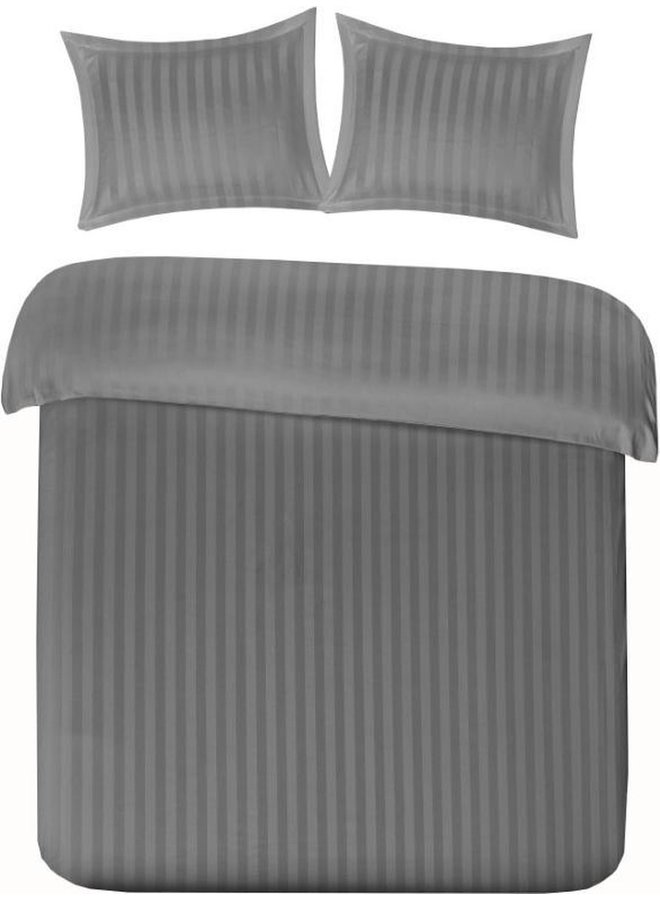 Dekbedovertrek Streep Grijs - Katoensatijn PL2