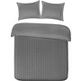 Papillon Dekbedovertrek Streep Grijs - Katoensatijn
