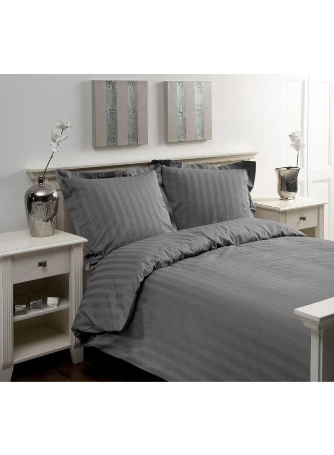 Papillon Dekbedovertrek Streep Grijs - Katoensatijn