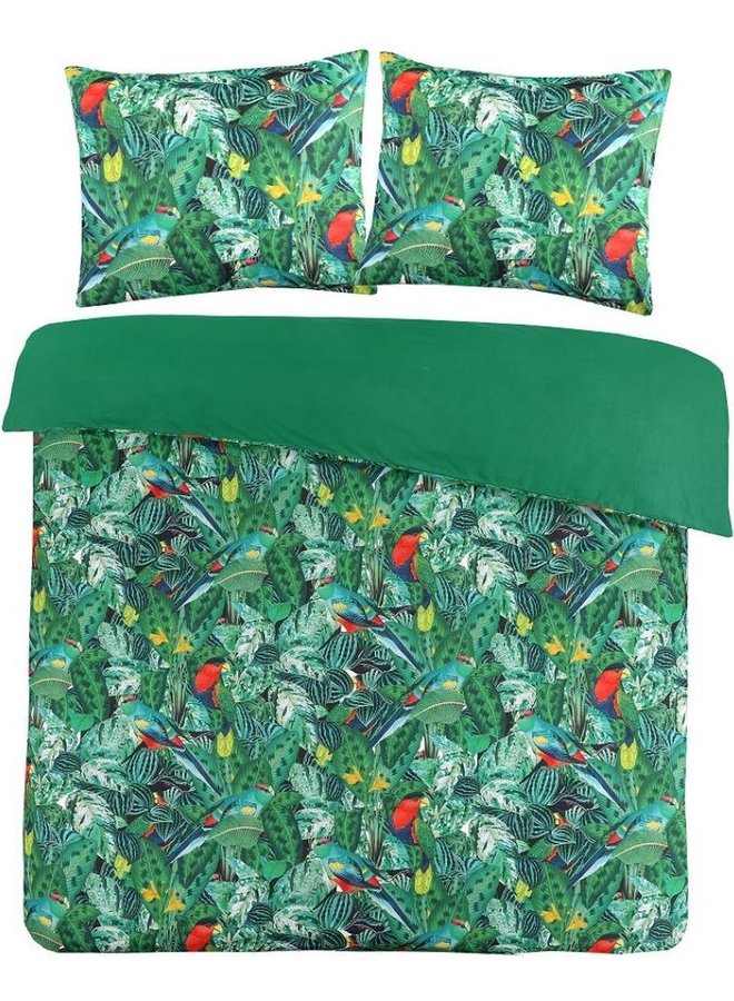 Papillon Dekbedovertrek Beo Groen - Katoensatijn