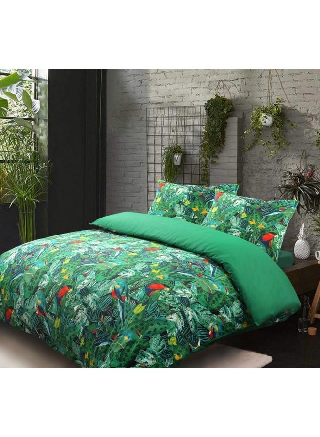 Papillon Dekbedovertrek Beo Groen - Katoensatijn