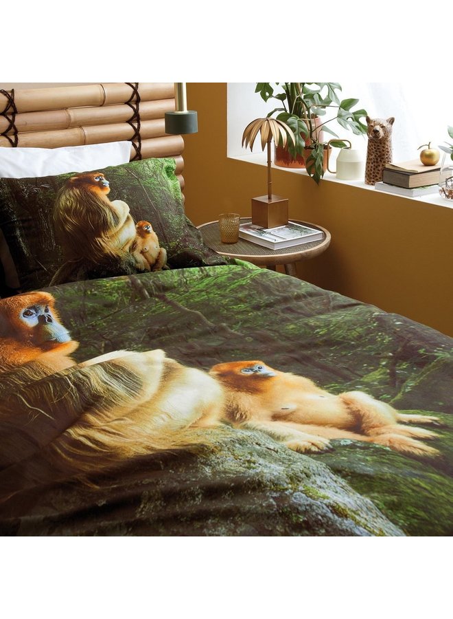 Damai Dekbedovertrek Snub-Nosed Monkey Groen - Percale Katoen