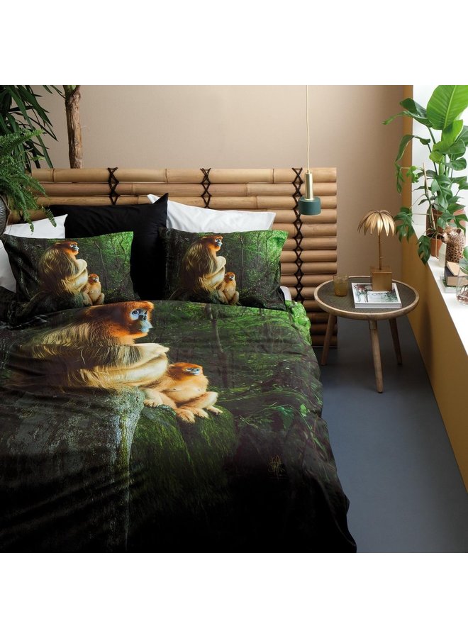 Damai Dekbedovertrek Snub-Nosed Monkey Groen - Percale Katoen