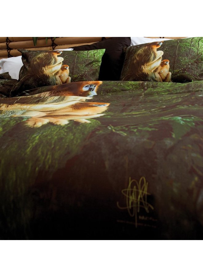 Damai Dekbedovertrek Snub-Nosed Monkey Groen - Percale Katoen