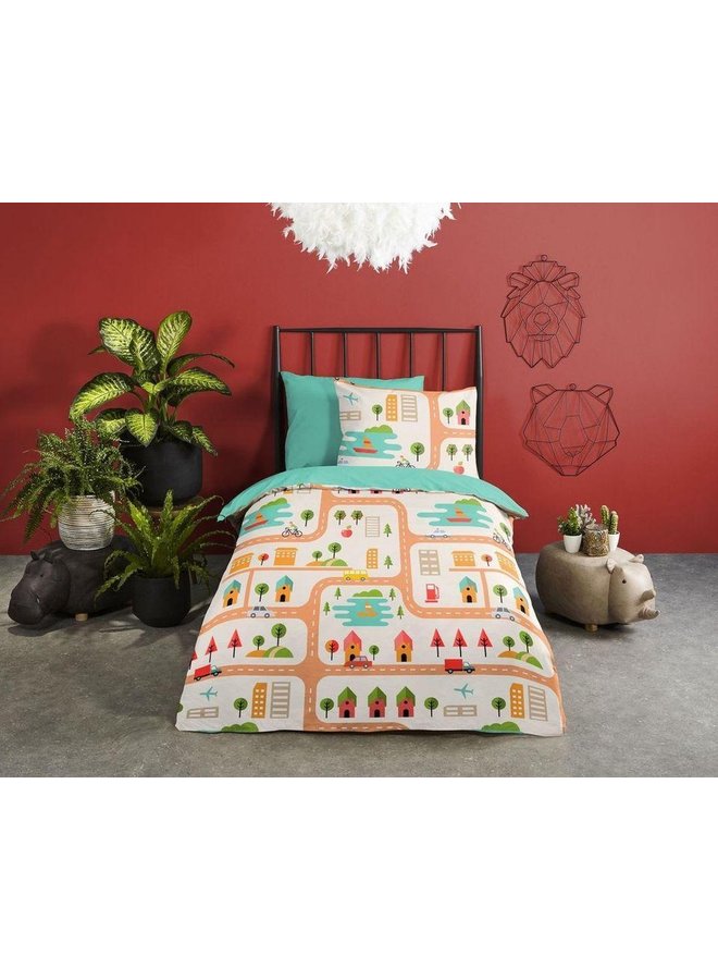 Good Morning Dekbedovertrek Kids Roadmap Multi - Katoen