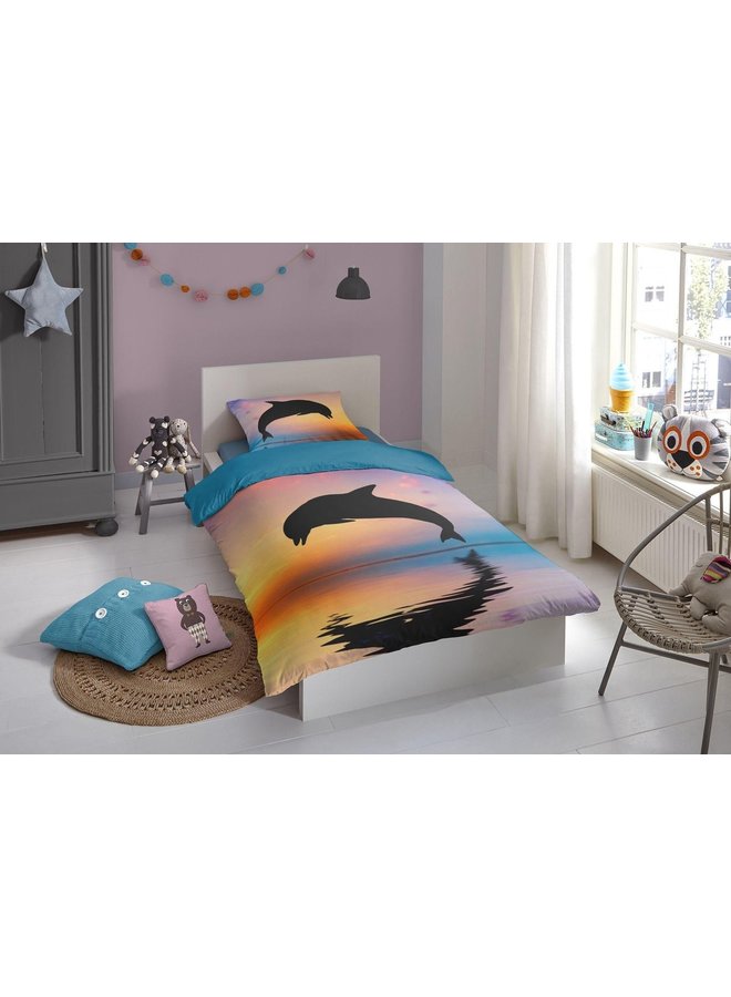 Good Morning Dekbedovertrek Kids Dolphin Multi - Katoen