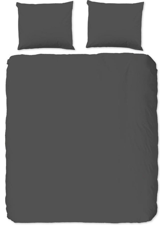 HIP Dekbedovertrek Uni Antraciet - Katoensatijn