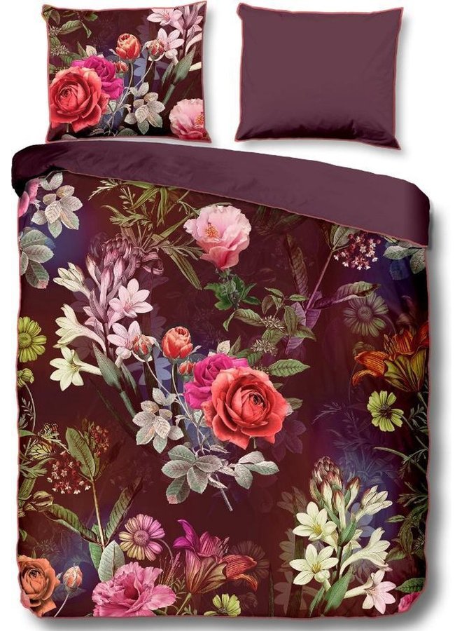 Descanso Dekbedovertrek Simone Bordeaux - Biologisch Katoensatijn