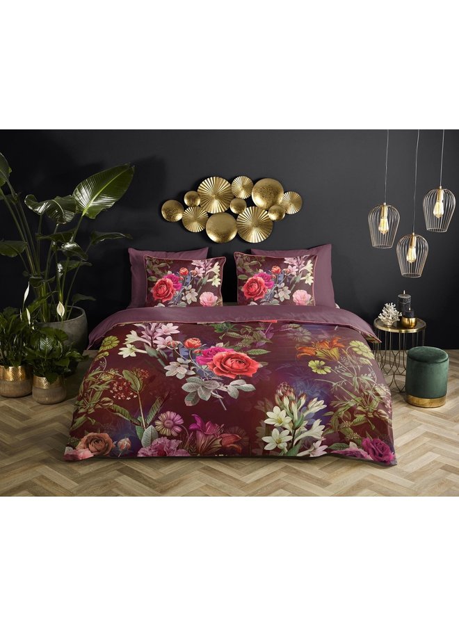 Descanso Dekbedovertrek Simone Bordeaux - Biologisch Katoensatijn