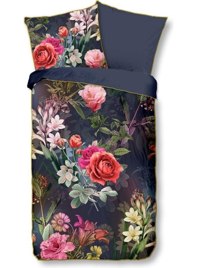 Descanso Dekbedovertrek Simone Blauw - Biologisch Katoensatijn