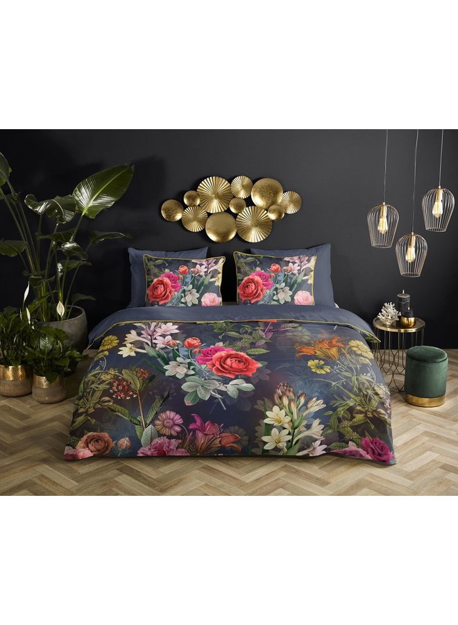 Descanso Dekbedovertrek Simone Blauw - Biologisch Katoensatijn