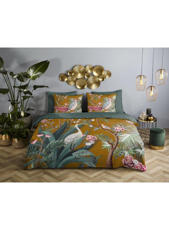 Descanso Dekbedovertrek Sarenza Oker - Biologisch Katoensatijn