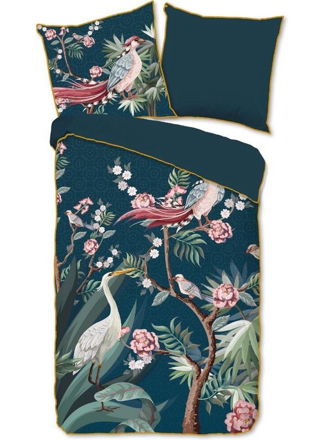 Descanso Dekbedovertrek Sarenza Petrol - Biologisch Katoensatijn