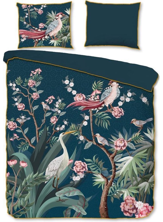 Descanso Dekbedovertrek Sarenza Petrol - Biologisch Katoensatijn