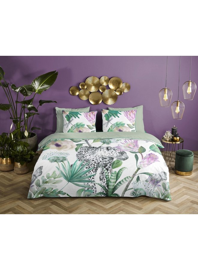 Descanso Dekbedovertrek Volterra Groen - Biologisch Katoensatijn