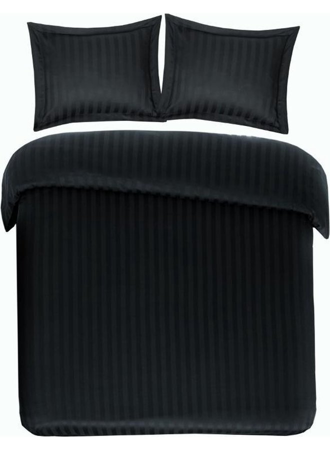 Dekbedovertrek Streep Zwart - Katoensatijn PL1