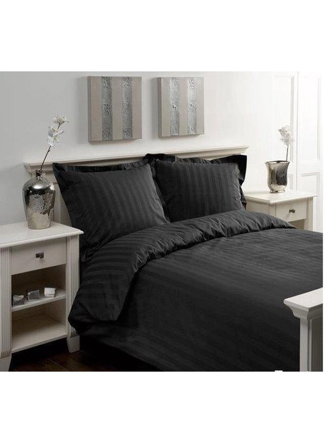 Papillon Dekbedovertrek Streep Zwart - Katoensatijn