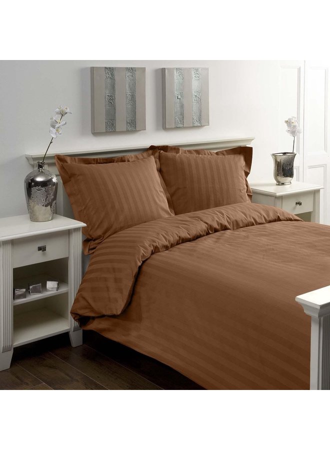 Papillon Dekbedovertrek Streep Bruin - Katoensatijn
