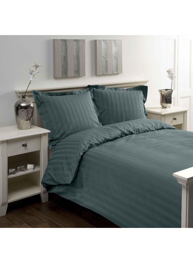 Papillon Dekbedovertrek Streep Donker Groen - Katoensatijn